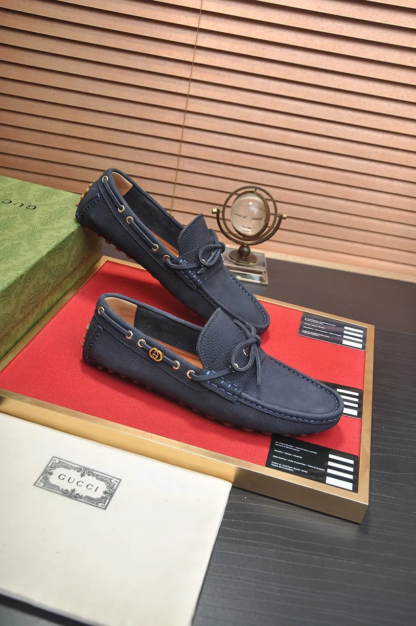 Men's Men's Shoes💰420💶【GUCCI】 (High-end Niuli) New 🍀Gucci*——Gucci Doudou Shoes! Made of imported original cowhide, the inner top layer is comfortable cowhide lining! Original wear-resistant rubber outsole! High quality products! Code number 38-44!